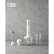 4 Bıçaklı Mini Blender Seti, Beyaz ve Bakır Renkli, Şık ve Hafif Tasarım