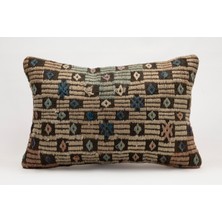 El Yapımı Kilimden Yapılmış Vintage Kırlent Kılıfı, Yün, 40X60 cm