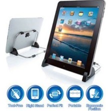 Portatif Metal Tablet Tutucu, Siyah Renk, Hafif ve Kullanışlı Tasarım