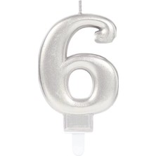 6 Rakam Mum Gümüş Renk