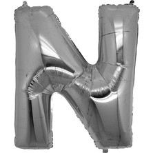 N Harf Folyo Balon Gümüş Renk  40 Inç