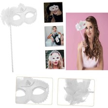 Beyaz Işıltılı Tutmalı Fotoğraf Çekimi Maskesi 18X29 cm