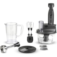 Şık Gri Cam Hazneli Çok Fonksiyonlu Blender Seti