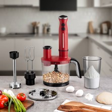 Çok Yönlü Mutfak Robotu, Şık Kırmızı Renk, Çok Fonksiyonlu ve Kullanışlı Tasarım