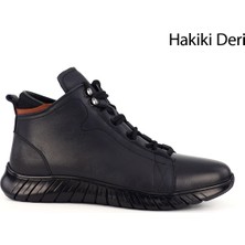 Erkek Antik Lacivert Fermuarlı Hakiki Deri Outdoor Bot