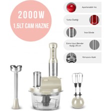 2000W Turbo Mutfak Robotu & Blender, 1.5l Cam Hazne, 4 Kanatlı Çelik Bıçak