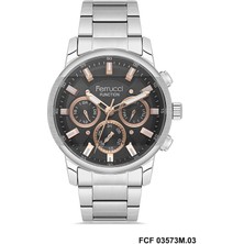 Ferrucci FCF03573M.03 Gümüş Renk Siyah Kadran Tüm Fonksiyonlar Aktif 42 mm Erkek Kol Saati