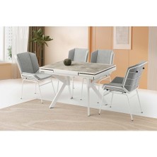 Mobilgen Rambla 4 Adet Yonca Sandalye 110+60 Petra Hg Açılabilir Masa Takımı