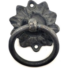 Antika Tarz Dekoratif Pirinç Çiçek Mobilya Kulbu, Kapı Kilit Halkası - 50MM, Oksit