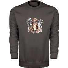 Kadın Pilot Temalı Unisex Sweatshirt