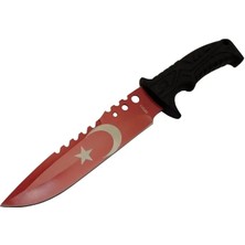 Bora Ayyıldız MF011 Rd Kırmızı Av Bıçağı 31CM - Testere Detaylı Bıçak, Kılıflı, Plastik Sap