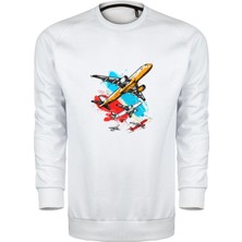 Renkli Yolcu Uçakları Unisex Sweatshirt