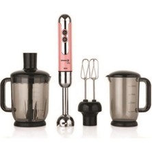 Pembe ve Krom Renkli Çok Fonksiyonlu Blender Seti, Şık ve Kullanışlı Tasarım