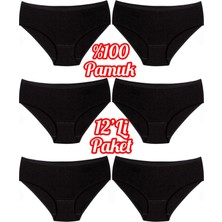 12'li Ekonomik Paket % 100 Pamuk Çizgili Yüksek Bel Kadın Bato Külot OZT12102