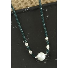 Zeroshop Inci Kristal Kolye-Asker Yeşili