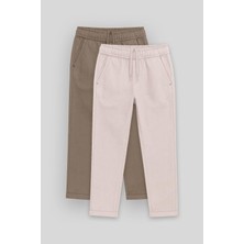 Standart Fit 2li Paket Camel-Taş Erkek Çocuk Chino Pantolon - 11272