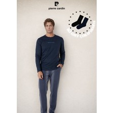 Erkek %100 Pamuk Yazı Detaylı Uzun Kol Pijama Takımı OL.PC.6095.001