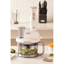 Bej Renkli Çok Fonksiyonlu Mutfak Robotu ve Blender Seti, 2000 W Güç