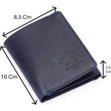 Westpolo Hakiki Eskitme Deri Kağıt Para ve Kart Bölmeli Unisex Cüzdan - Lacivert