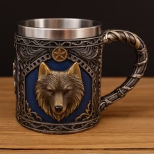 3D Kurt Kafası Tasarımlı Metal Kupa Bardak