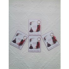 48 Adet Kişiye Özel Kına Hatırası Kırmızı Anahtarlık ve Paketlenmiş Kına Dağıtmalık Hediyelik