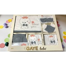 Unisex 0-3 Ay Bebeklere Gaye Organik Uyuyan Tavşan Nakışlı 10 Lu Set