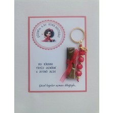 32 Adet Kişiye Özel 6 Ay Kına Hatırası Kırmızı Anahtarlık ve Paketlenmiş Kına Dağıtmalık Hediyelik
