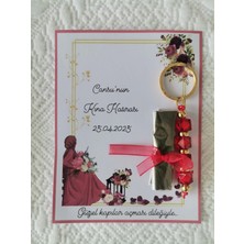 48 Adet Kişiye Özel Kına Hatırası Kırmızı Anahtarlık ve Paketlenmiş Kına Dağıtmalık Hediyelik