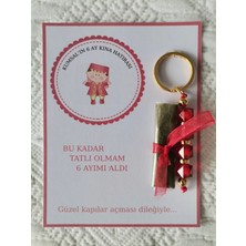 100 Adet Kişiye Özel 6 Ay Kına Hatırası Kırmızı Anahtarlık ve Paketlenmiş Kına Dağıtmalık Hediyelik