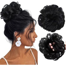 Siyah Saçlı Toka Dağınık Saç Topuzu Lastikli Topuz Tokası