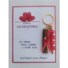 64 Adet Kişiye Özel 6 Ay Kına Hatırası Kırmızı Anahtarlık ve Paketlenmiş Kına Dağıtmalık Hediyelik