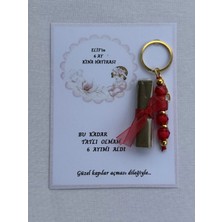 32 Adet Kişiye Özel 6 Ay Kına Hatırası Kırmızı Anahtarlık ve Paketlenmiş Kına Dağıtmalık Hediyelik