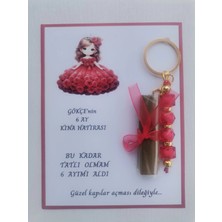 100 Adet Kişiye Özel 6 Ay Kına Hatırası Kırmızı Anahtarlık ve Paketlenmiş Kına Dağıtmalık Hediyelik
