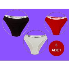 Bikini Külot 3 Adet Siyah Beyaz Kırmızı