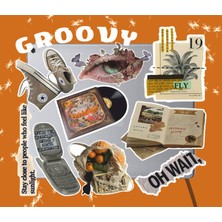 Aesthetic Groovy Sticker Seti | Laptop Ajanda Notebook Tablet Telefon Defter Etiket Bullet Journal