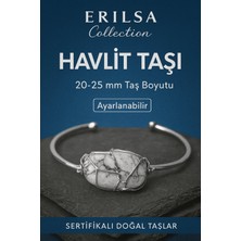 Sertifikalı Doğal Havlit Taşı Gümüş Kaplama Ayarlanabilir Bileklik – Sakinlik ve Huzur