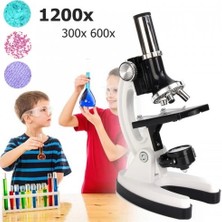 -Mikroskop Taşınabilir Set 28 Parça Eğitim Mikroskop Kiti 300X 600X ve 1200X Çocuklara ( Lisinya )