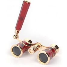 Nefis Işlemeli, Tiyatro / Opera Dürbünü 3X25 Prinç Metal Kaplamalı Retro Kahverengi ( Lisinya )