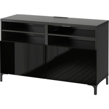 Tv Sehpası, Venge-Parlak Cila-Siyah, 120X42X74 Cm, Selsvıken