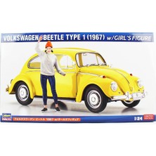 Hasegawa SP620 52420 1/24 Ölçek, Volkswagen Beetle Type 1 (1967) ve Kız Figürü, Otomobil Plastik Model Kiti