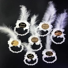 Incili Nedime Bilekliği Altın Renk Pleksili Beyaz Otrişli 10 Adet