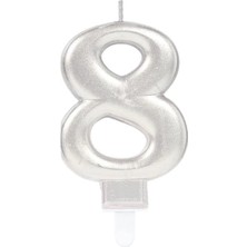 8 Rakam Mum Gümüş Renk