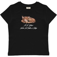 Take A Nap Baskılı Baby Tee Crop Top