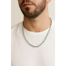 Gümüş Renk Doc Model Zincir 55 Cm. Unisex Çelik Kolye - 3344