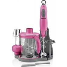 Pembe Çok Fonksiyonlu Blender ve Doğrayıcı Seti, Pratik ve Şık Mutfak Yardımcı.