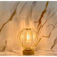 Gold Küre Kristal Taşlı Şapkalı Ahşap Bambu Ayaklı Abajur Masa Lambası Modelleri