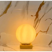 Mat Beyaz Cam Şapkalı Kare Bambu Ahşap Ayaklı Abajur Masa Lambası Modelleri