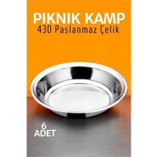 Bx Paslanmaz Çelik Tabak Seti Kamp Piknik Tabağı 6 Adet