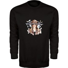 Kadın Pilot Temalı Unisex Sweatshirt