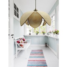 Hasır Krem Keten Palmiye Model Bohem Ev Teras Hol Cafe Restaurant Tekli Sarkıt Avize